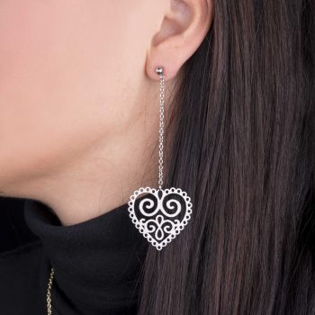 Náušnice srdce ornament na retiazke