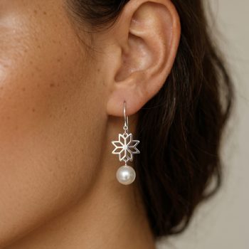 Earrings Novohrad star 1 + pearl - short