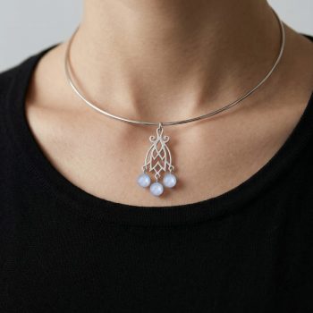 Hoop necklace blueprint bell + aquamarine