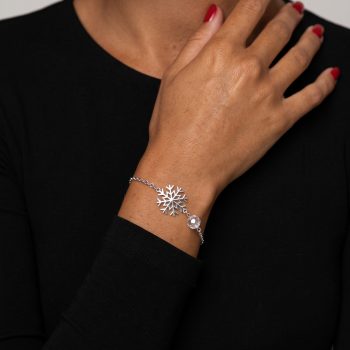 Bracelet snowflake 3 – chain + 1 crystal