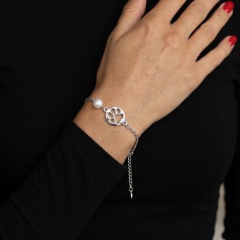 Bracelet paw cat IZABELA - chain + pearl
