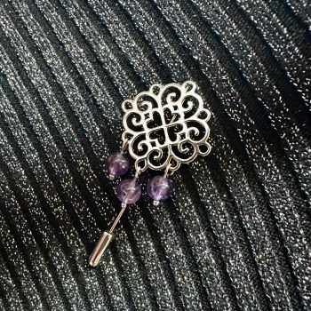 Brošňa Závadka ornament štvorlístok 1 – ametyst