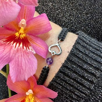 Náramok srdiečko závadka MINI+ fialový amethyst