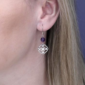 Náušnice ornament MINI Závadka +ametyst - háčik