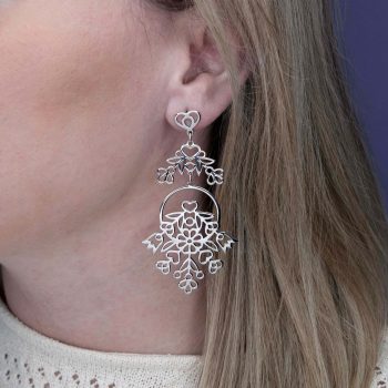 Náušnice Polomka kvietky ornament vejár 3