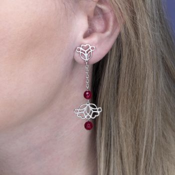 Náušnice srdiečko srdiečko ornament 1 Polomka 2+ rubínový achát