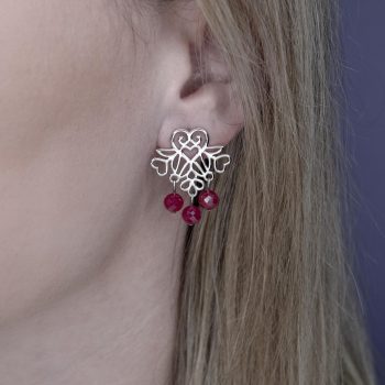 Napichovacie náušnice srdiečko Polomka ornament 1 - rubínový korund
