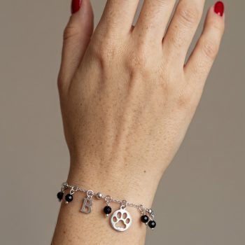 Bracelet Abeceda – chain + onyx – cat paw