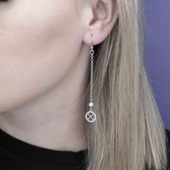 Earrings lace - quatrefoil mini on chain