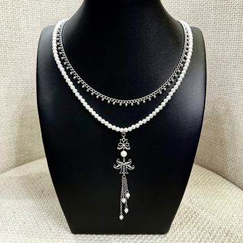 Dvojradový náhrdelník Ľalia 1 -retiazka/perly