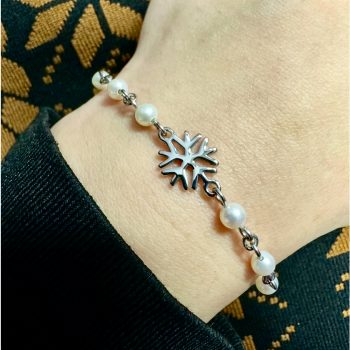 Náramok vločka mini – retiazka + sladkovodné perly