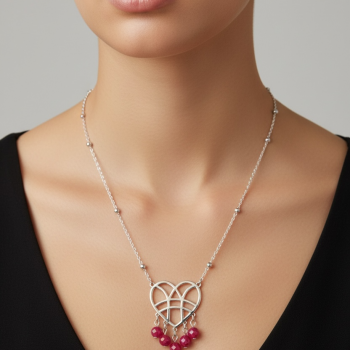 Náhrdelník srdce BA TEBE + rubínový achát 2