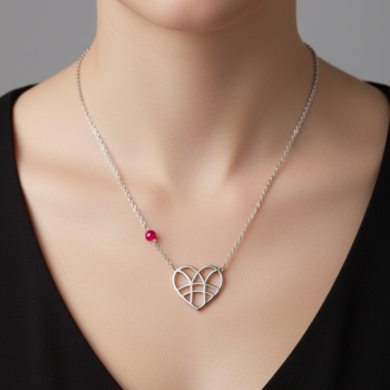 Náhrdelník srdce BA TEBE + rubínový achát 1