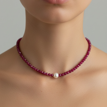 Náhrdelník - PERLA +  rubínový korund