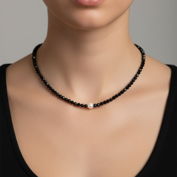 Náhrdelník - PERLA +  brúsený onyx