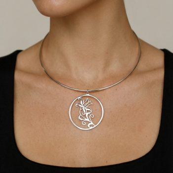 Obručový náhrdelník ľalia kruh 4cm - 2 obruč