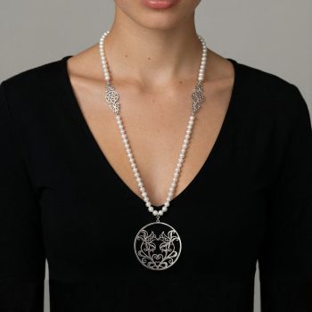 Náhrdelník ĽALIA kruh 1 - 5cm +  biele perly