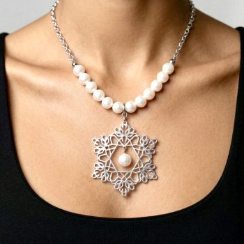 Náhrdelník Pohorelá hviezda + perly