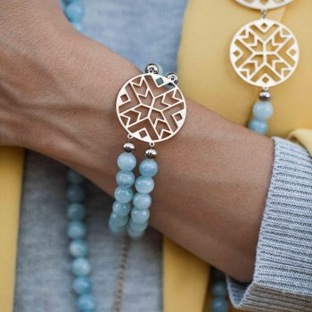 Náramok geometria - akvamarín