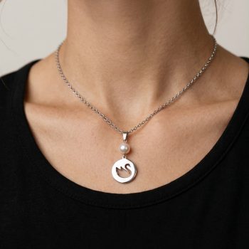 Prívesok labuť kruh mini +perla