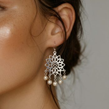 Náušnice Ábelová slnečnica + perly