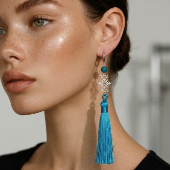 Náušnice – BACÚCH ornament štvorlístky - strapce