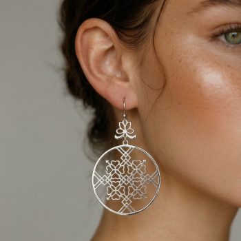 Náušnice Bacúch štvorlístky kruh 4cm - 2