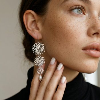 Náušnice čipka ornament - dlhé