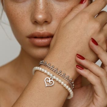 Náramok čipka srdce SymBBolika – retiazka perly dvojitá