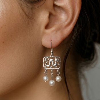 Náušnice drak + 3 perly