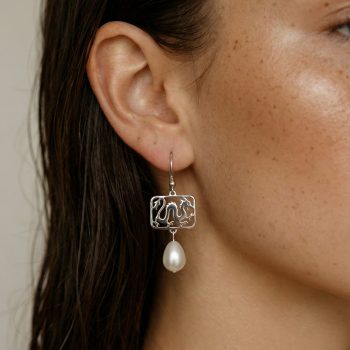 Náušnice drak + perla slza