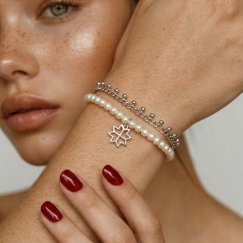 Náramok geometria hviezda mini – retiazka perly dvojitá