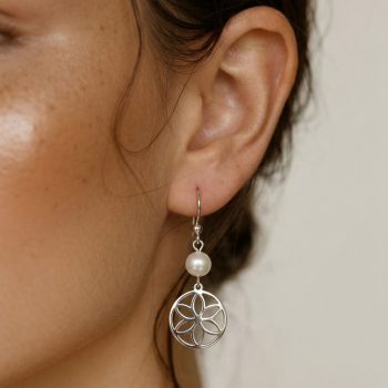 Náušnice Kvet života 3 mini s perlou