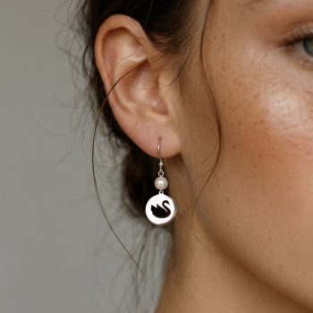 Náušnice labuť kruh mini +perla