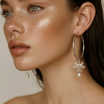 Náušnice KRUH 5cm -  ĽALIA perla