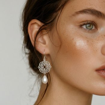 Náušnice Libay ornament 2,3cm + perla slza