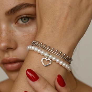 Náramok Závadka srdce – retiazka perly dvojitá