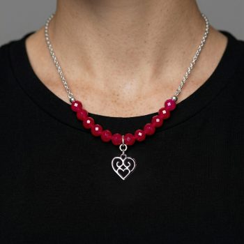 Náhrdelník - srdiečko Polomka 2  + rubínový korund