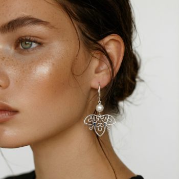 Náušnice Vajnory vejár s perlou krátky