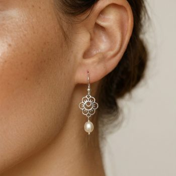 Náušnice kvietok 1 Veronika + perla slza