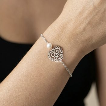 Bracelet heart ornament mini 1 – chain + pearl