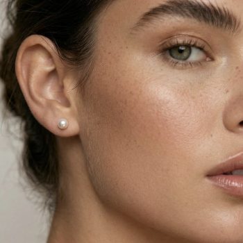 Studs freshwater pearl - white 6mm