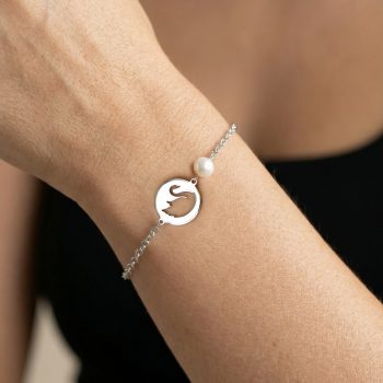 Náramok labuť - kruh 1 - retiazka + perla