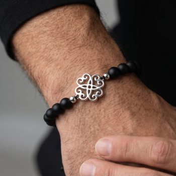 Pánsky náramok SymBBolika štvorlístok - onyx