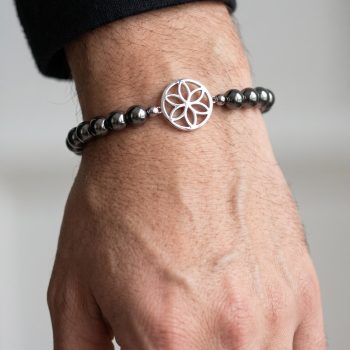 Pánsky náramok kvet života 2 - hematit