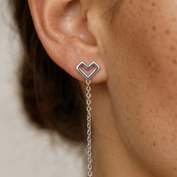 Studs Novohrad heart + pearl - long
