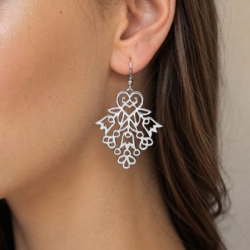 Náušnice Polomka kvietky ornament vejár 2