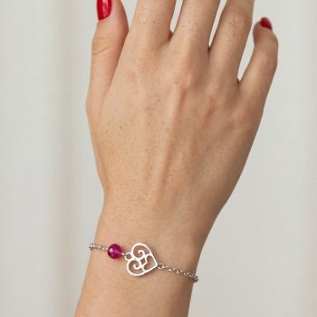 Bracelet Heart Polomka 2 – chain + ruby corundum