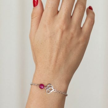 Bracelet Heart Polomka 1 – chain + ruby corundum