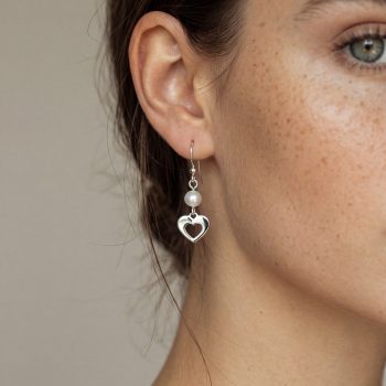 Earring heart ornamentalistics mini + pearl